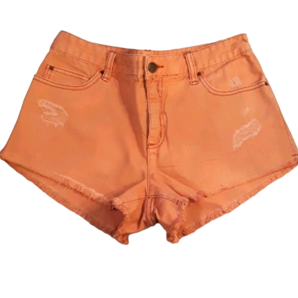 Billabong Distressed Peach Jean Shorts. Women's Size: Waist 29x2.5 Inseam.